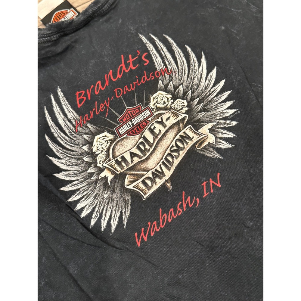 Harley Davidson Womens T Shirt V Neck‎ Graphic Print Black Ride to Live Size M